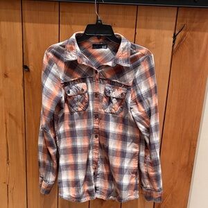 Fox Checkered Flannel Shirt in Orange and Brown